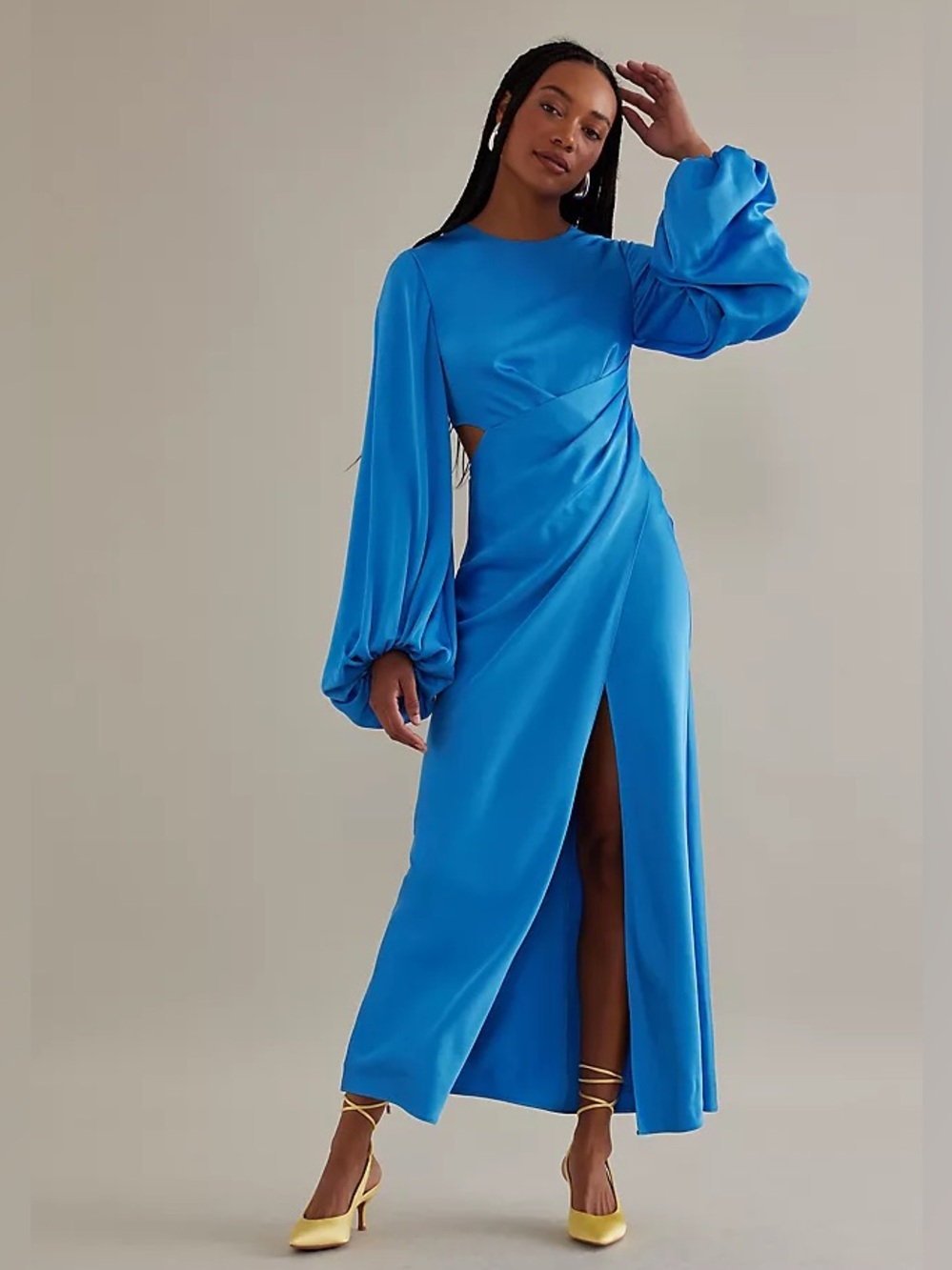 Significant Other US 12 Azure Blue Lara Long Sleeve Dress Cut Out Event Gown